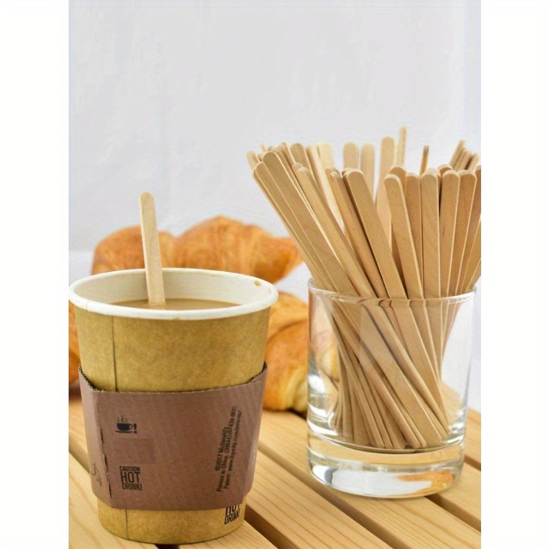 100-pack Wooden Coffee Stirrers, Round End Disposable Log Stirring Sticks For Hot Drinks, Cutlery