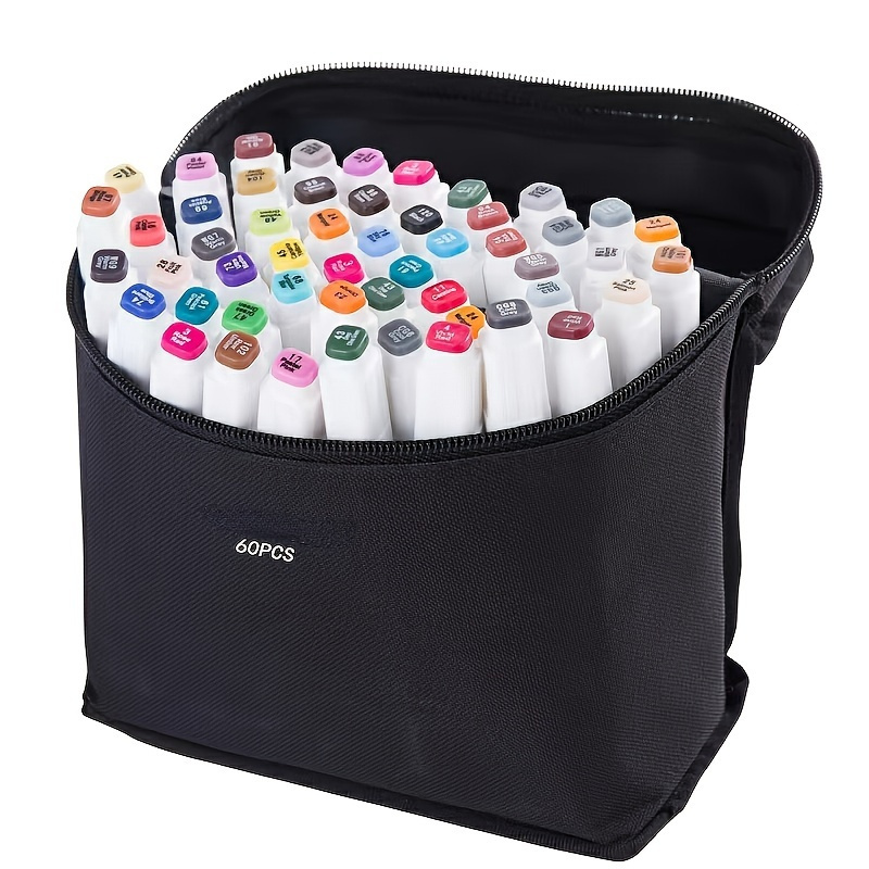 

1pc 60-slot Canvas Marker Case, Large Capacity, Multifunctional Pencil Pouch & Small Cosmetic Bag, Foldable Portable Pen Storage Bag, Holds 60 Markers(7.28'' X 4.05'' X 6.29'')