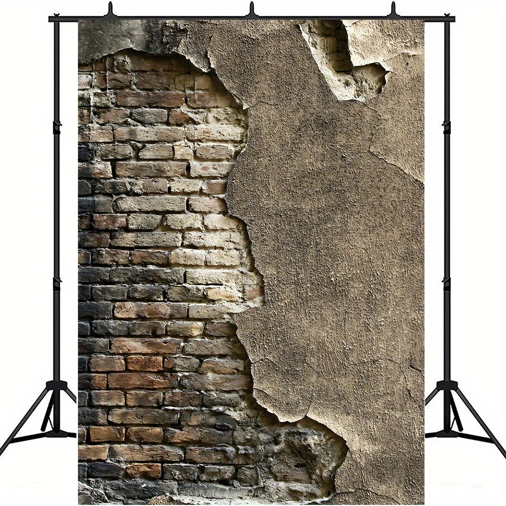 

1pc, Shabby Cement Brick Wall Photography Backdrop, Vinyl, Birthday Party Decoration, Romantic Wedding Bridal Shower Portrait Photo Studio Photo Booth Props