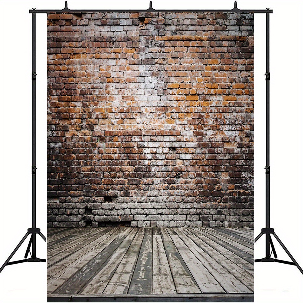 

1pc, Shabby Cement Wall Wooden Floor Photography Backdrop, Vinyl, Birthday Party Decoration, Romantic Wedding Bridal Shower Portrait Photo Studio Photo Booth Props