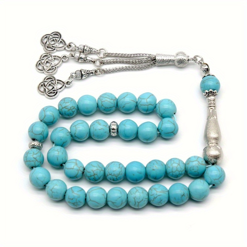 

Vintage-inspired 10mm Turquoise Beaded Bracelet - Perfect Birthday Gift For Men