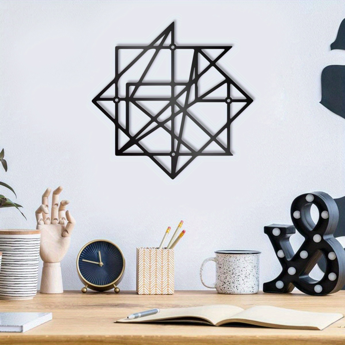 

1pc Minimalist Iron Line Art, Outdoor Metal Wall Decor, Modern Home Entryway Wall Art Decoration, Geometric Design
