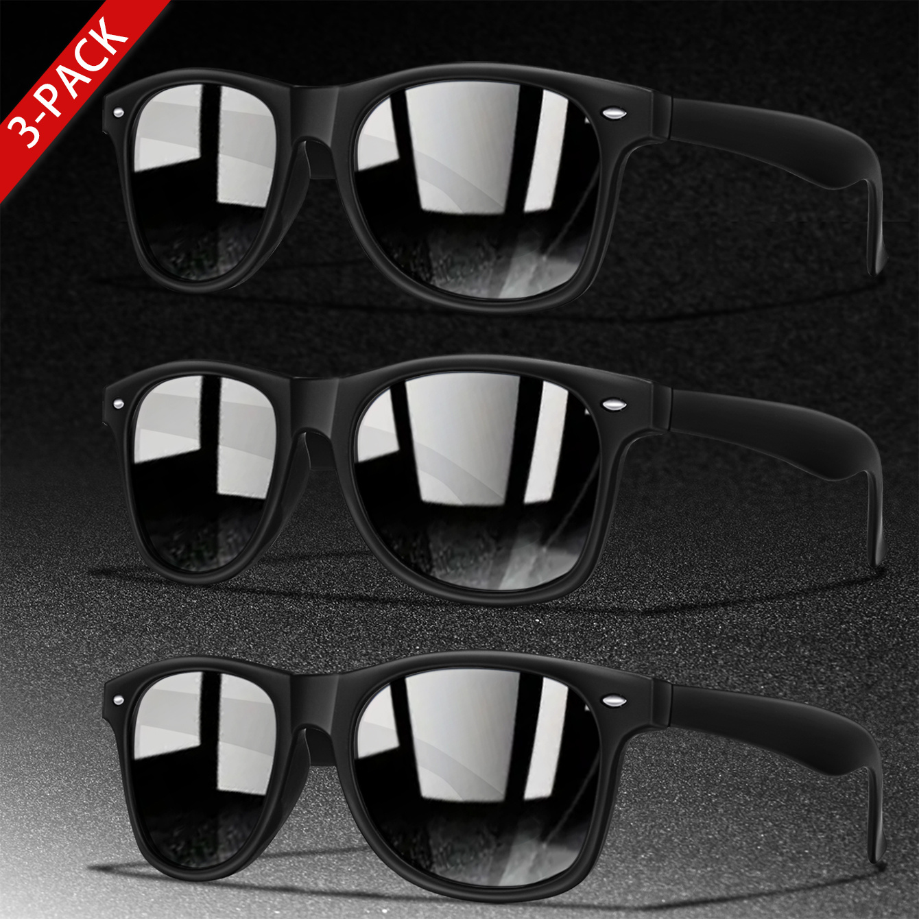 TEMU 3 Pairs Of Classic Fashion Glasses With Black, Blue, And Red Lenses And Small Decorations, Ideal For Daily Wear, Driving, And Cycling Casual Wear