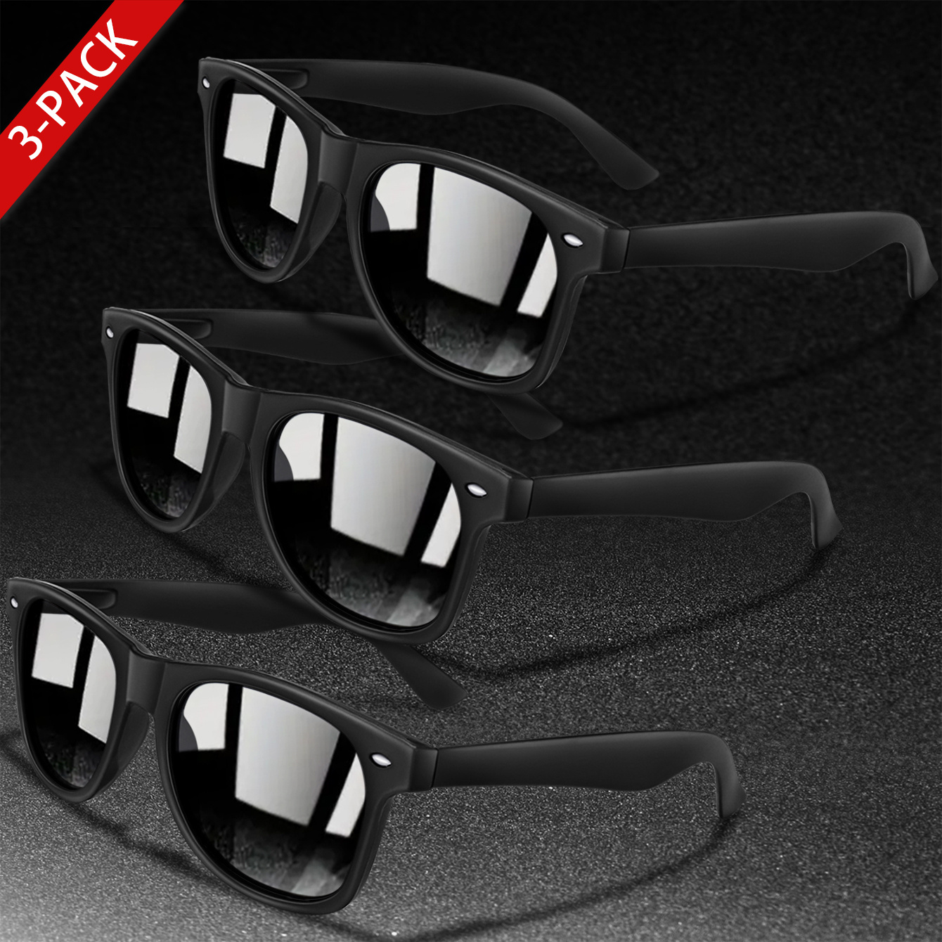 

3 Pairs Of Classic Fashion Glasses With Black, Blue, And Red Lenses And Small Decorations, Ideal For Daily Wear, Driving, And Cycling Casual Wear