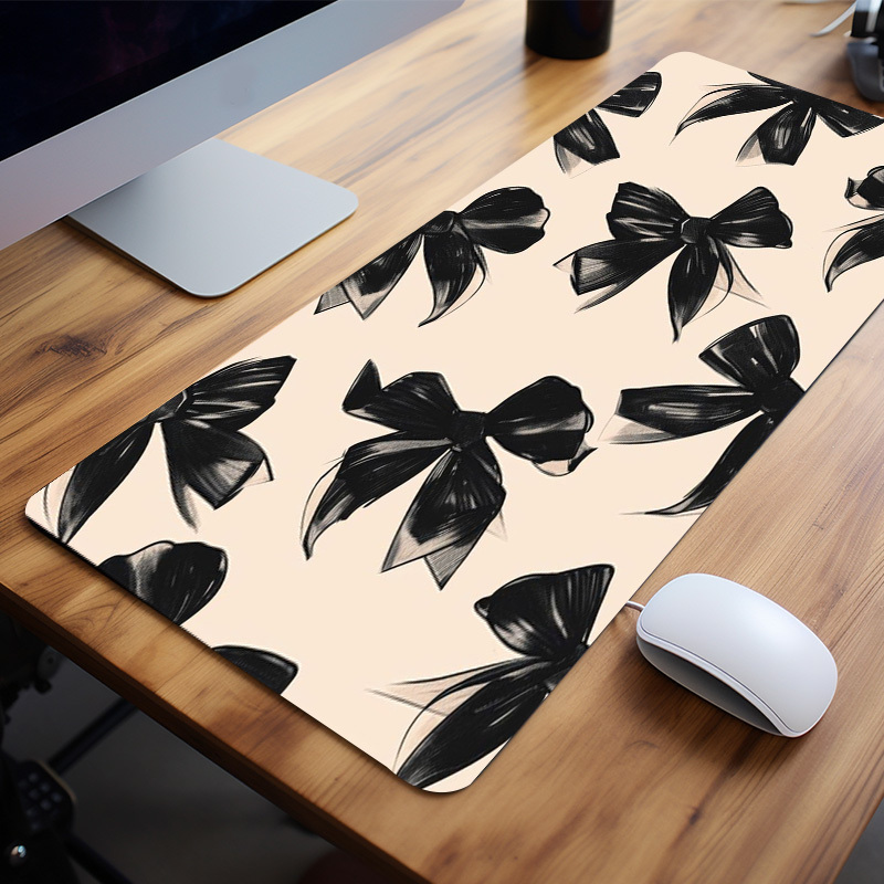

Chic Black Bow Aesthetic Large Gaming Mouse Pad - Non-slip Rubber Desk Mat For Gamers, Office & Home Decor - Perfect Birthday Gift For Women And Teens Mouse Pads For Desk Large Mouse Pad
