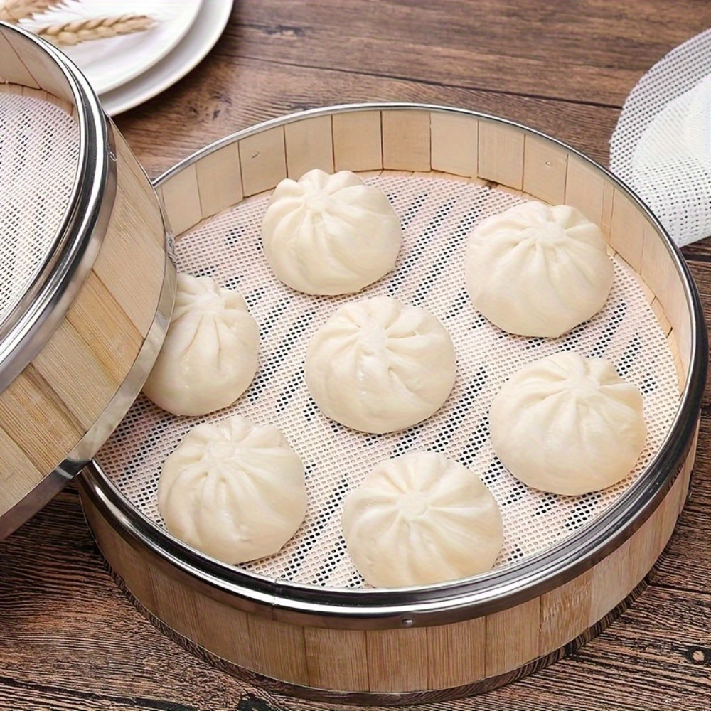 10pcs reusable silicone steamer liners non stick heat resistant round mats for bamboo steamers cooking accessories kitchen utensils kitchen supplies kitchen stuffs details 0