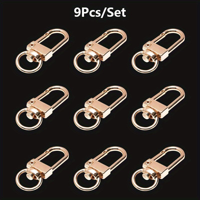 9pcs Metal Alloy Keychain Hanging , Women Bag , Pendant Golden Leather Bag , Cute Car Keychain Metal Universal Dog Keychain, Spring Hanging Hook Alloy Box Bag Additions
