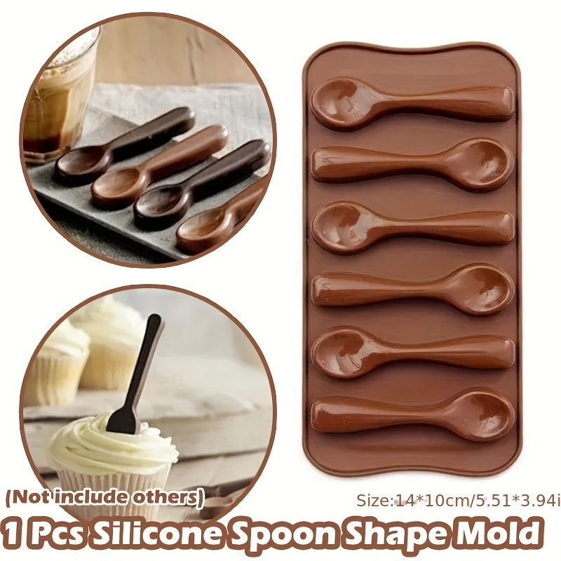 

1pc 3d Silicone Spoon Mold For Diy Pudding, Chocolate, Candy, Desserts, Soap, Candle, Polymer Clay, Ice Cube - Cake Decorating And Baking Supplies