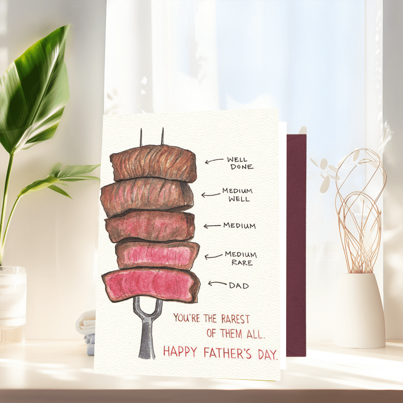 rare meat father's day card Funny Father's Day Steak Card, Cute Fathers Day Card Gift for Dad, You Are  the Rarest of Them All : Amazon.co.uk: Stationery & Office Supplies main image 0