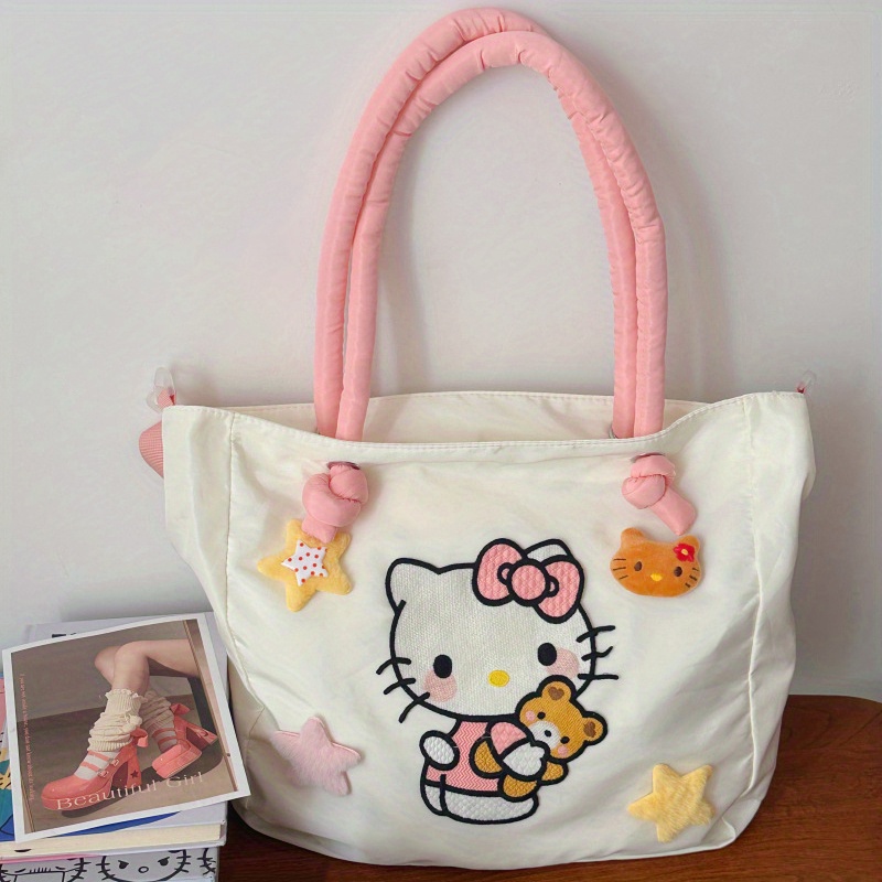 

1pc Hellokitty Heart Shoulder Bag, Versatile Large Capacity Crossbody Bag, Cotton Filled Shoulder Strap Fashion Handbag