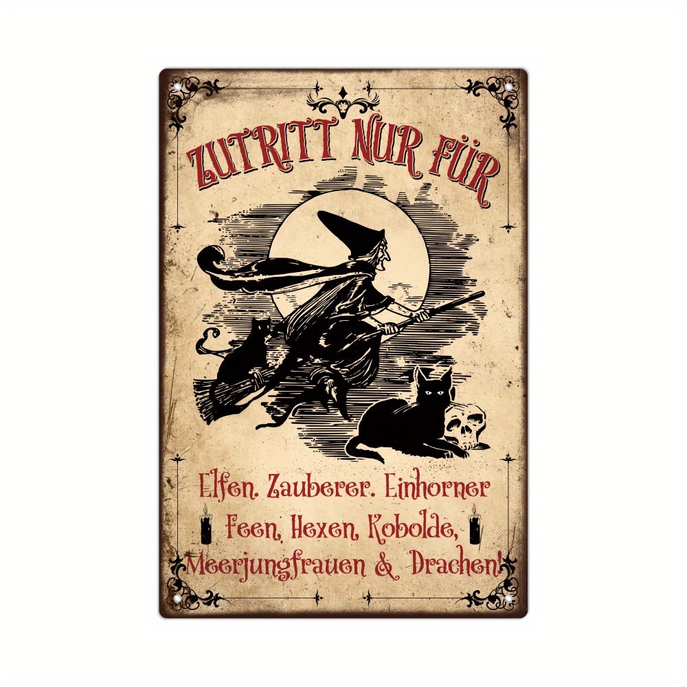 Image of 1pc, German Vintage Metal Tin Sign, Zutritt Nur Fur, Wall Art Decor For Home Farmhouse Front Door Porch, Gift
