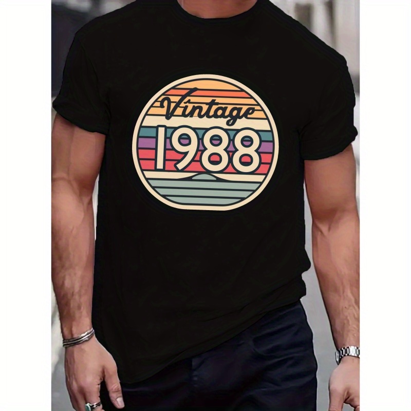 

Throwback Vintage 1988 Men's T-shirt, Print Tee Shirt, Tees For Men, Casual Short Sleeve T-shirt For Summer