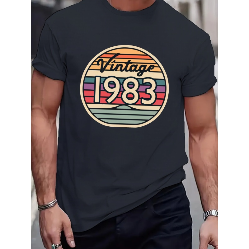 

Throwback Vintage 1983 Men's T-shirt, Print Tee Shirt, Tees For Men, Casual Short Sleeve T-shirt For Summer