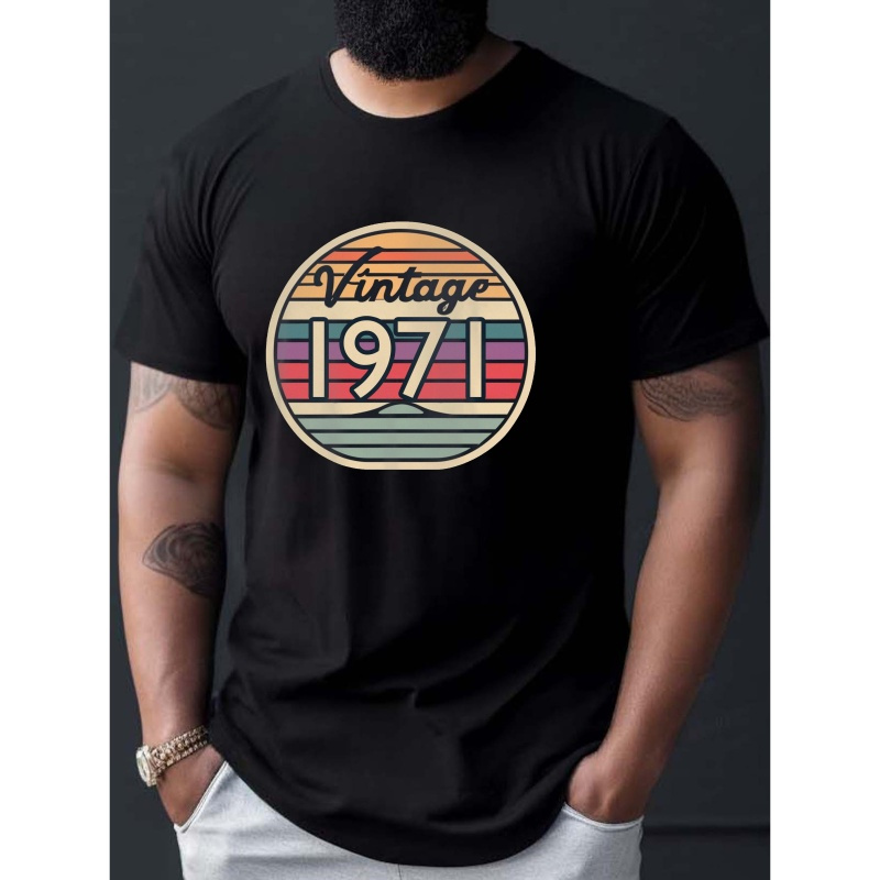

Throwback Vintage 1971 Men's T-shirt, Print Tee Shirt, Tees For Men, Casual Short Sleeve T-shirt For Summer