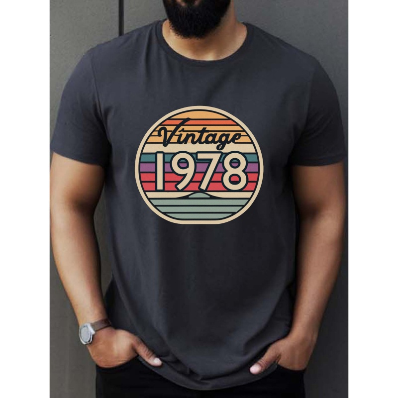 

Throwback Vintage 1978 Men's T-shirt, Print Tee Shirt, Tees For Men, Casual Short Sleeve T-shirt For Summer