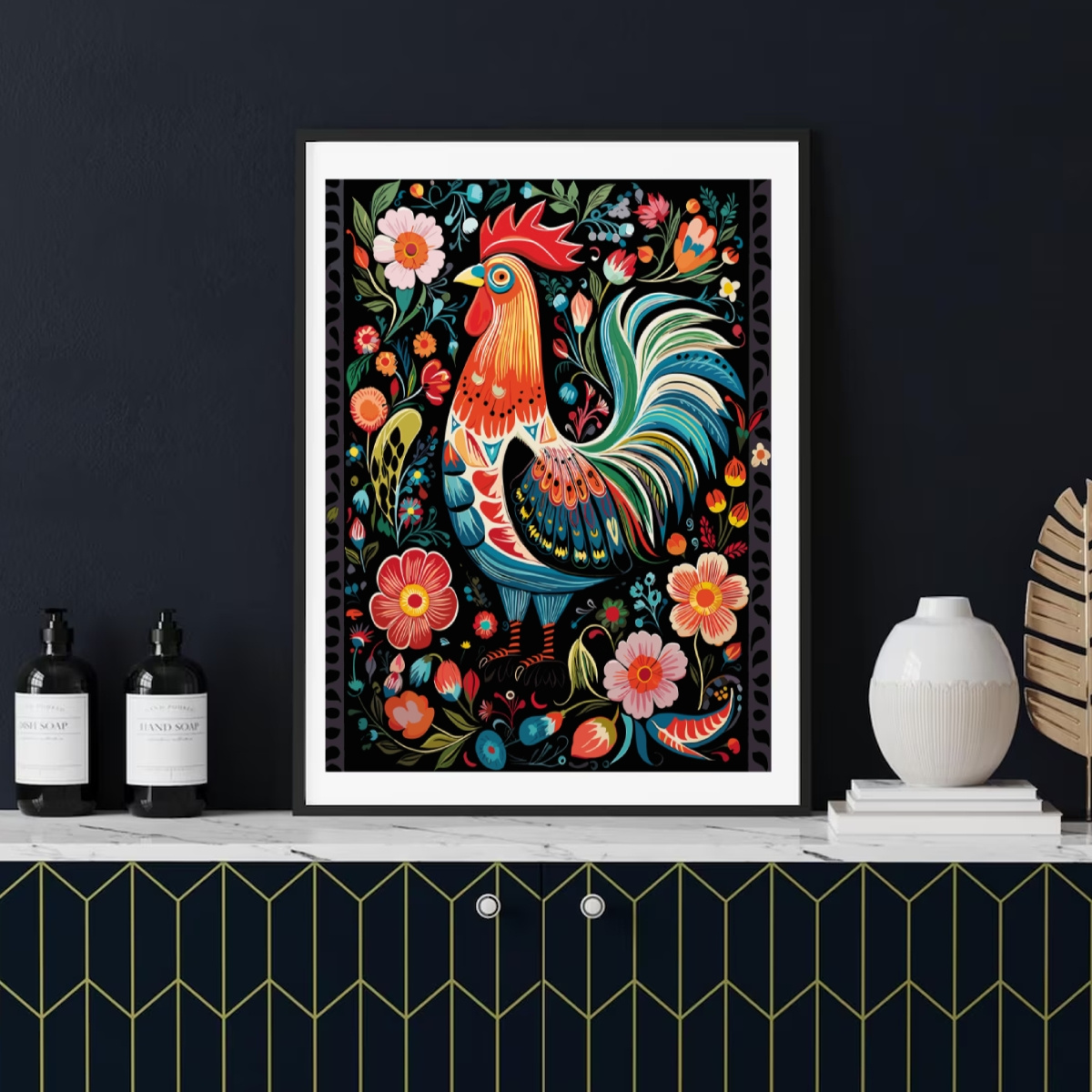 

Mexican Rooster Colorful Print Poster 30x40cm, Upgraded Rolled Canvas Art, Waterproof And Anti-oxidation Wall Decor For Farmhouse Chicken Art