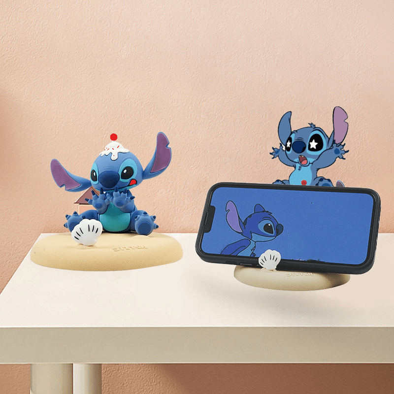 

Disney Stitch Cute Cartoon Phone Stand - Pvc Desktop Holder For Live Streaming & Charging, Creative Car Decor Gift