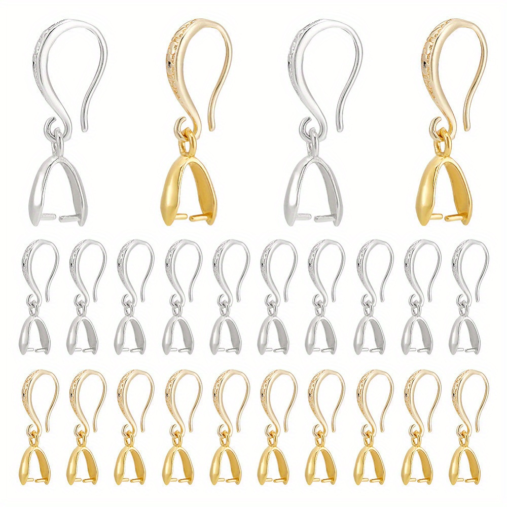 

10/20pcs Brass Earring Hooks With 2 Colors Pick Pinch Bails - Ideal For Crafting Unique Necklaces And Bracelets - Jewelry Making