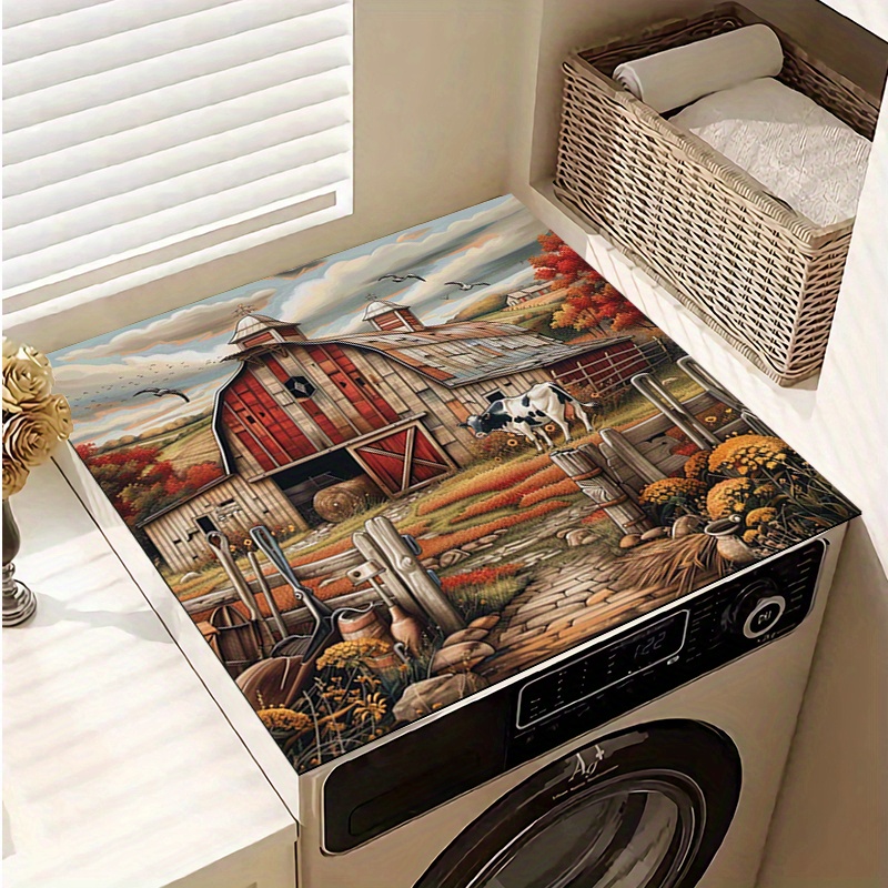 

Cow Peeking Washer & Dryer Mat - , For Appliances, Polyester, & Bathroom Decor, 20x24/24x24