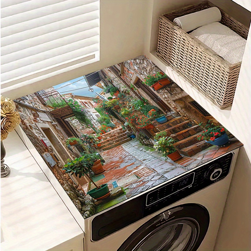 

Decor" Elegant Italian Alley Scenery Washer & Dryer Mat - Non-slip, Protects Appliances, 20x24/24x24 Inches