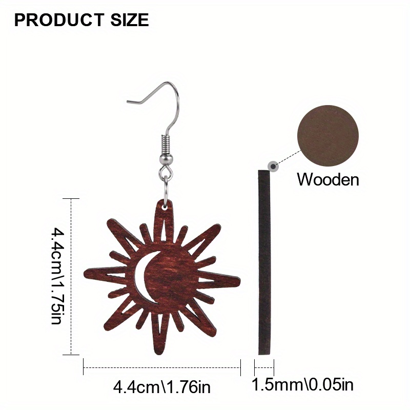 Women's Creative Sun Moon Drop Earrings, Retro Gift