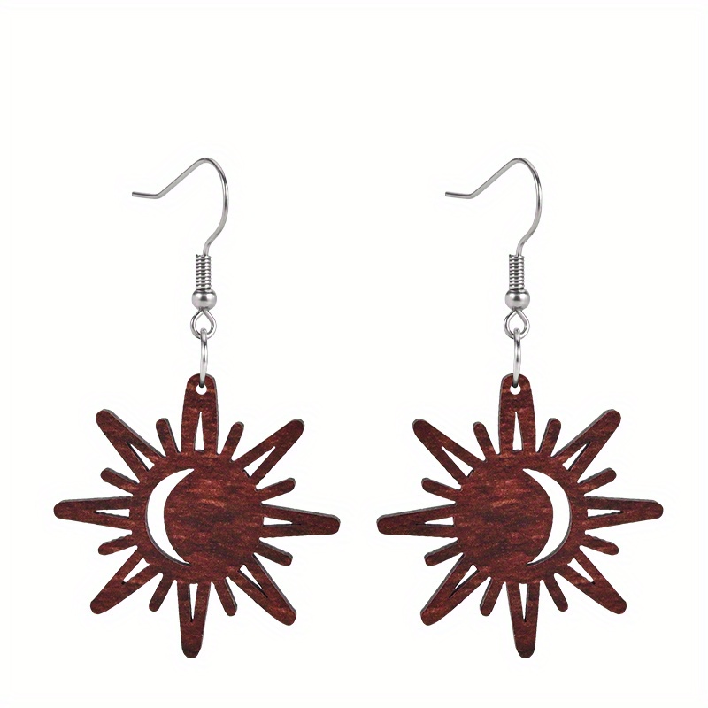 Women's Creative Sun Moon Drop Earrings, Retro Gift