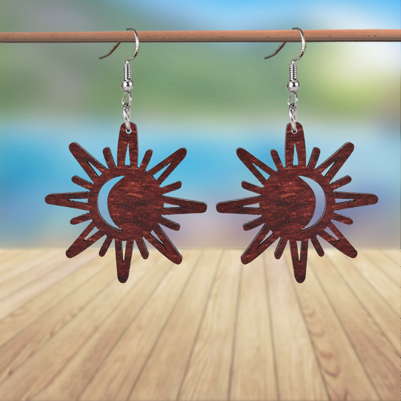 Women's Creative Sun Moon Drop Earrings, Retro Gift