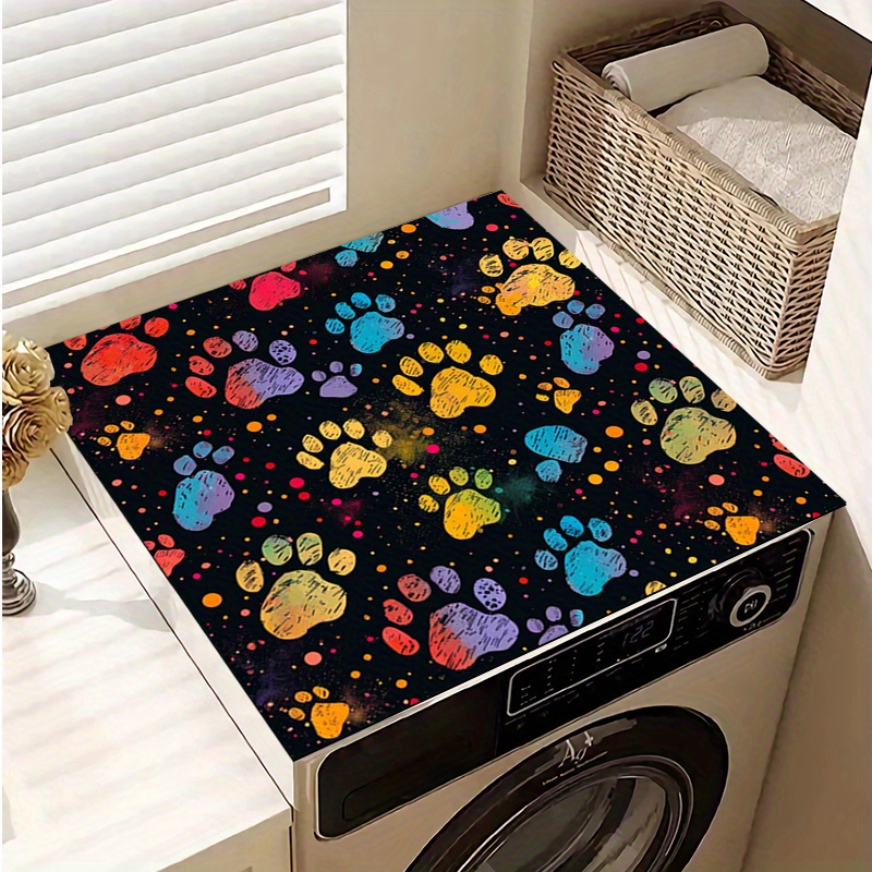 

1pc 20in×24in/24in×24in, Color Paw Print Pattern Washer And Dryer Mat, Washing Machine Dust Cover Mat, Kitchen Accessories, Non-slip, For Laundry Bathroom Home Decor, Room Decor