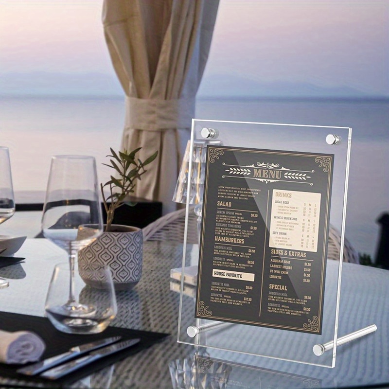 

Modern Acrylic Qr Code Sign With Metal Stand - Clear Menu Holder For Everyday Office Use