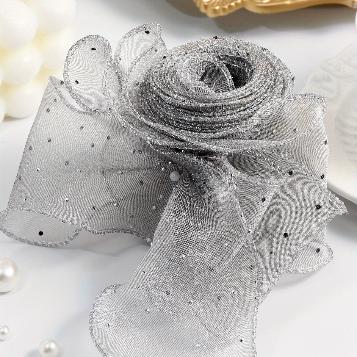 

4.5m Fishtail Yarn Ribbon Roll - Diy Floral & Cake Decorating, Satin Bouquet Wrap For Weddings, Parties, And Gift Pieceaging