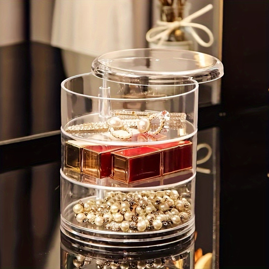 large 5 layer rotating jewelry organizer with dustproof lid transparent multi compartment storage for hair accessories bangles necklaces earrings rings watches   Product details 6