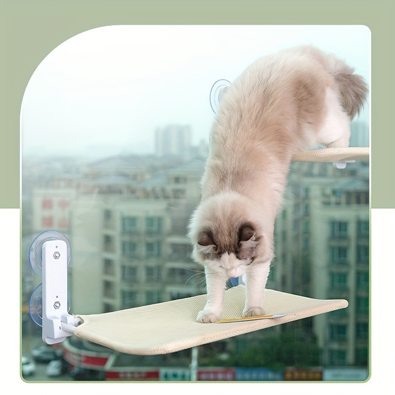 

Foldable Suction Cup Cat Hammock: Comfortable And Sturdy Window Side Seat For Cats - Installation Free, Suitable For Windows And Walls