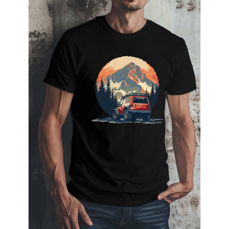 

Off-road Vehicle Print Tee Shirt, Tees For Men, Casual Short Sleeve T-shirt For Summer
