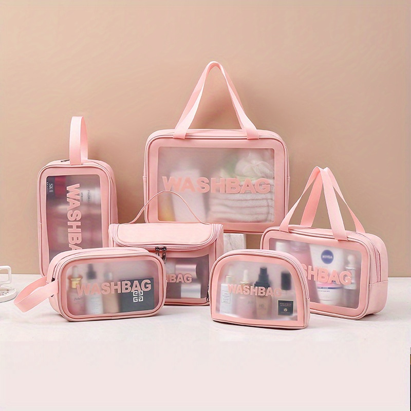 

6pcs/set Sac de toilette transparent, trousse de maquillage de lavage, trousse à cosmétiques à fermeture éclair étanche, pochette de transport portable pour femmes et hommes