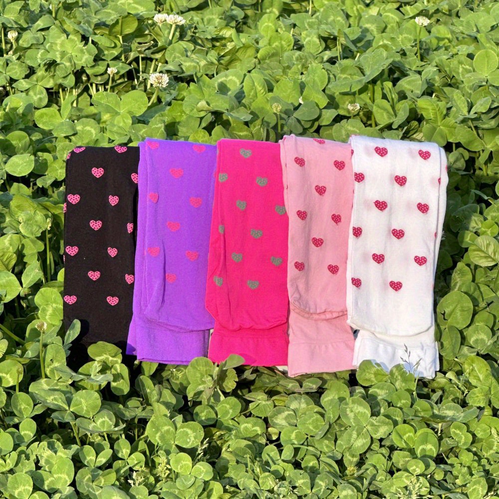 

5 Pairs Of Kid's Fashion Cute Pattern Pantyhose, Comfy & Breathable Soft & Elastic Thin Pantyhose For Spring And Summer