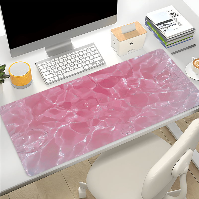 

Rubber Oblong Mouse Pad With Pink Fluid Water Ripple Design - Large Non-slip Hd Desk Mat For Computer And Office Accessories - Ideal Gift For Women And Girls