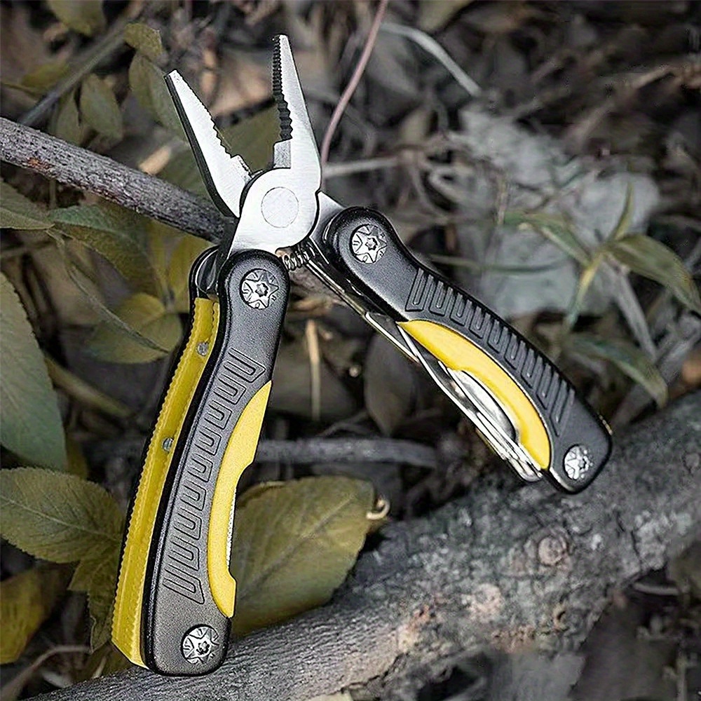 

1pc Folding Multi-tool Pliers With Screwdriver & Knife, Stainless Steel Portable Tactical Survival Gear For Hunting, Camping, Hiking, Heavy Duty Wire & Diagonal Hand Tool, Outdoor Edc Gadgets