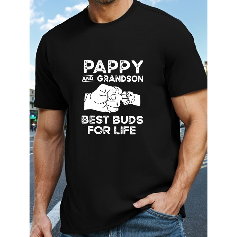 

Pappy And Grandson Print Tee Shirt, Tees For Men, Casual Short Sleeve T-shirt For Summer