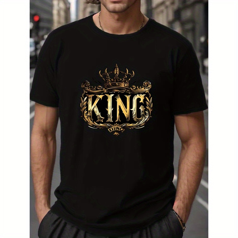 

Plus Size Men's T-shirt With Geometric Print - Casual, Breathable Polyester, Round Neck, Summer Tee, Plus Size