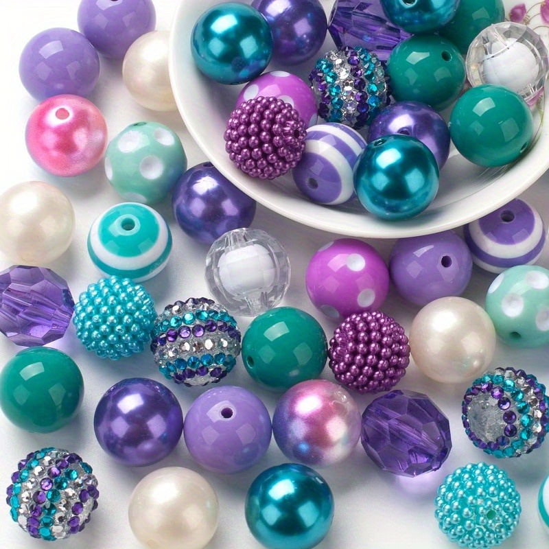 

50pcs Colorful 20mm Bubblegum Beads Mix - Ideal For Diy Jewelry, Bracelets, Necklaces & Craft Projects