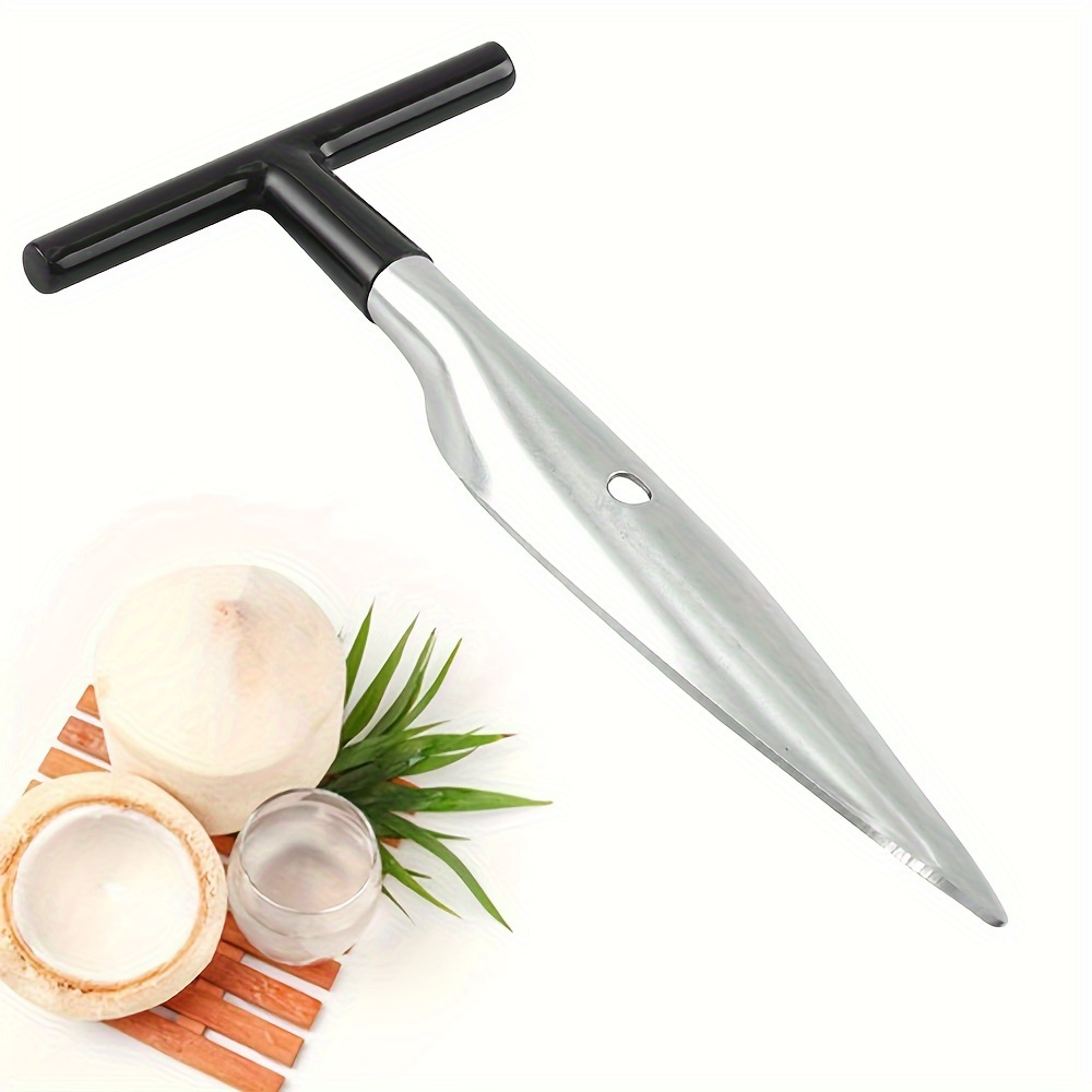 portable stainless steel coconut opener ideal for outdoor camping includes spatula drilling tool details 0