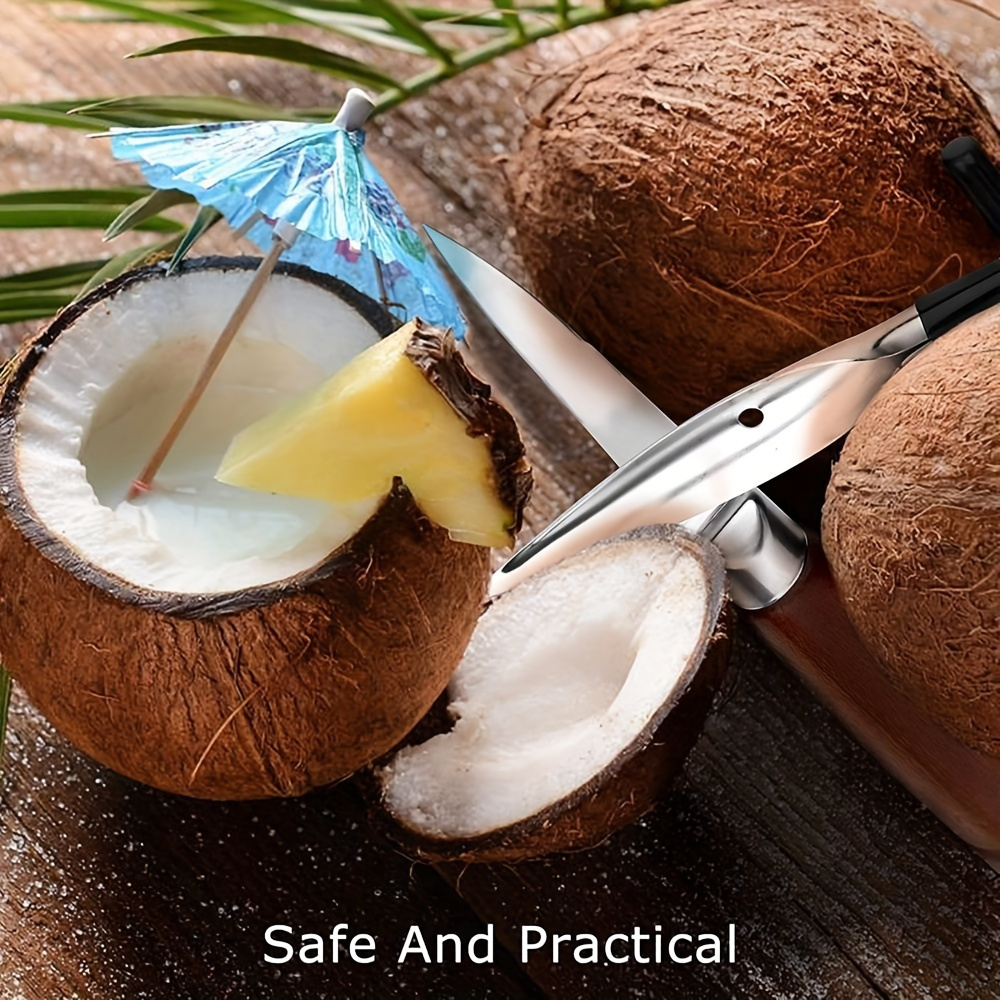 portable stainless steel coconut opener ideal for outdoor camping includes spatula drilling tool details 1