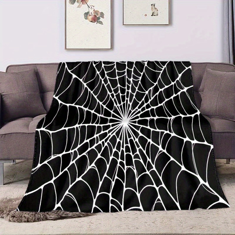 

Soft & Cozy Black Spider Web Throw Blanket - Perfect For Sofa, Bed, Picnic, Travel, And Office Naps - Machine Washable, Large Square Design