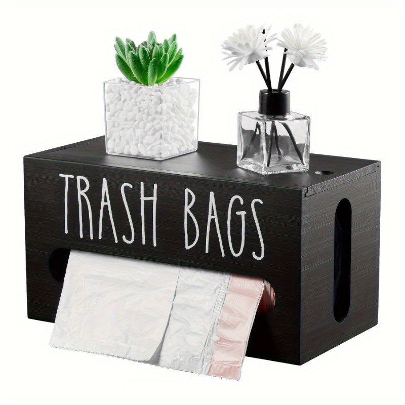 

1pc Trash Bag Dispenser, Trash Bag Storage Organizer, Wall Mount Wooden Trash Bag Roll Holder, Kitchen Accessories, Kitchen Storage And Organization