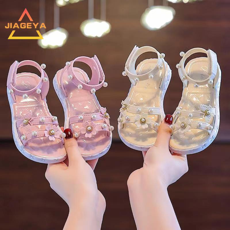 

Girl's Summer Sandals 2024, New Arrival, Toddler & Little Girls Soft Sole, Anti-slip Princess Shoes With Pearl Accents - Pink & White Options