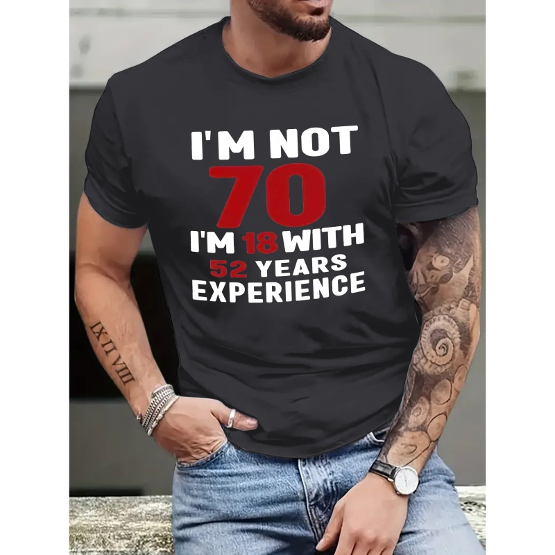 

70th Birthday Print Tee Shirt, Tees For Men, Casual Short Sleeve T-shirt For Summer