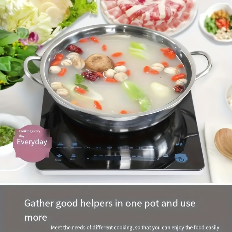 versatile stainless steel pot for hot   dual handle induction gas stove compatible   home or restaurant kitchens details 1