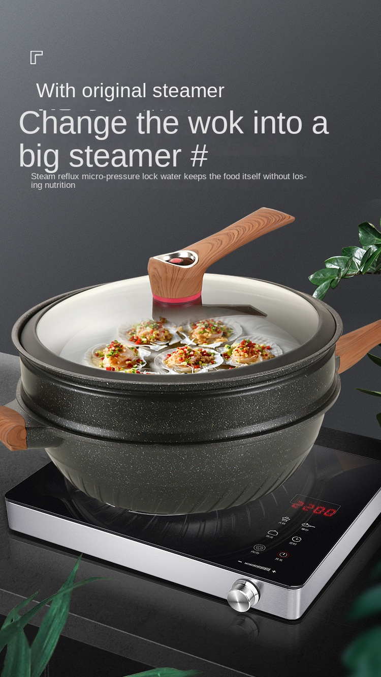 1pc black diamond wok rice stone non stick pot micro pressure soup pot cooking pot dual purpose electromagnetic stove gas suitable details 8