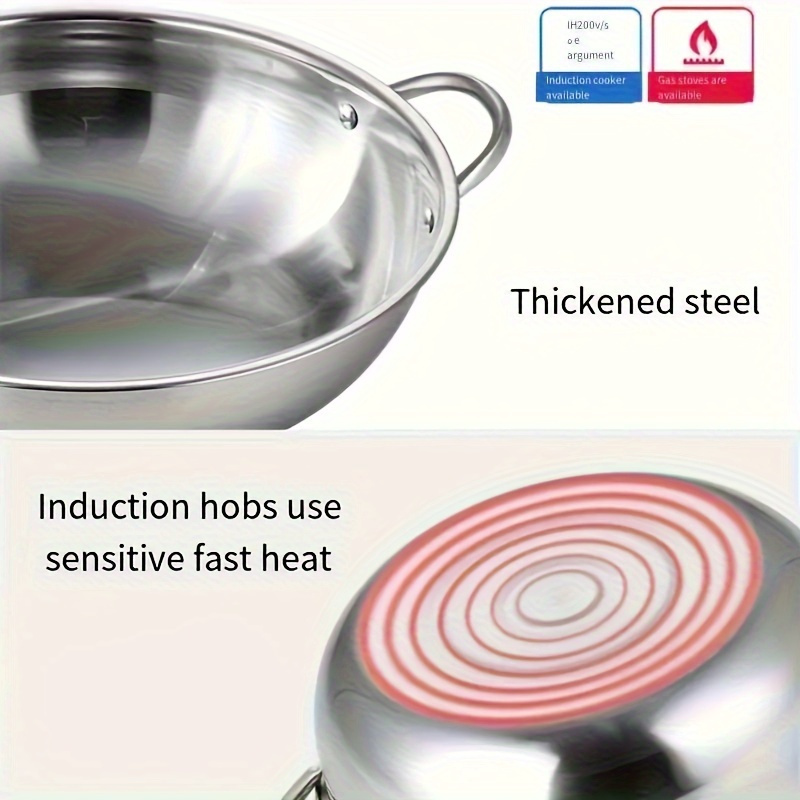 versatile stainless steel pot for hot   dual handle induction gas stove compatible   home or restaurant kitchens details 5