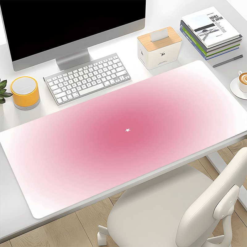 

Large Pink And White Gradient Gaming Mouse Pad - Hd Desk Mat With Non-slip Natural Rubber Base - Oblong Keyboard Pad For Office And Home Use - Suitable For Boyfriend/girlfriend Gift - 35.4x15.7 Inches